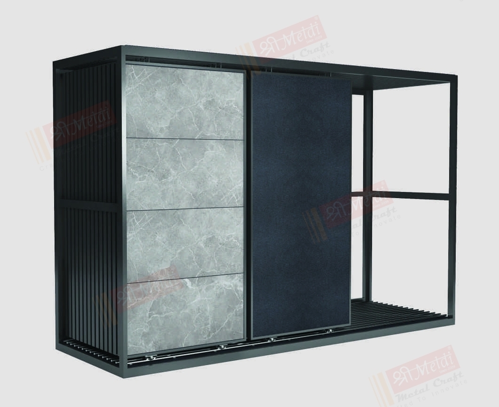 Vertical Single Side Slider Tiles Display Stand - Color: Black