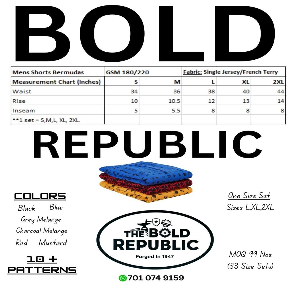 Mens Casual Printed Bermudas