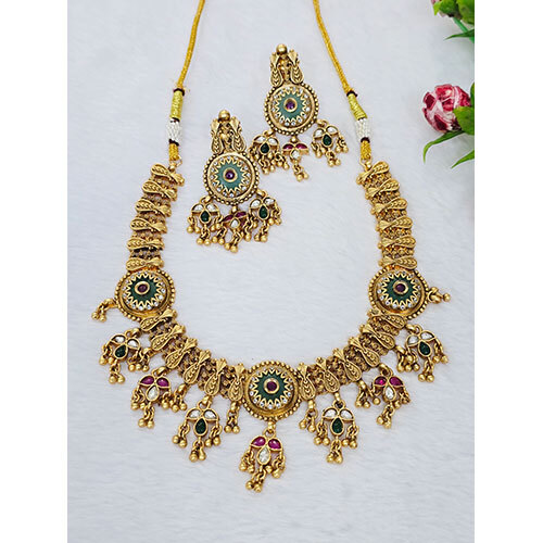 2 Gram Gold Plated Necklace Set - Color: Golden