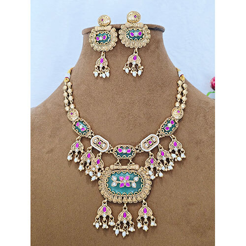 2 Gram Gold Plated Necklace Set - Color: Multicolor