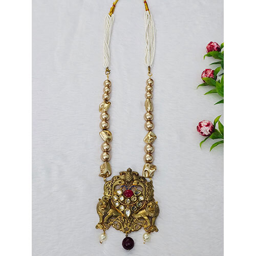 2 Gram Gold Plated Necklace With Shell Pearls - Color: Golden