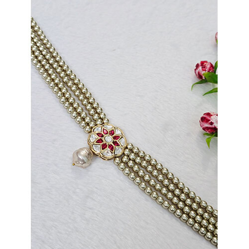 Premium Polki With Shell Pearls - Color: Golden