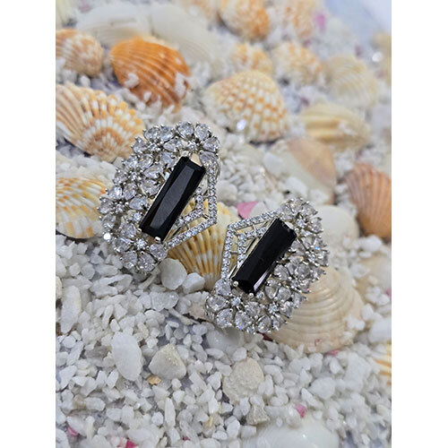 Silver Ad Earrings - Color: Black