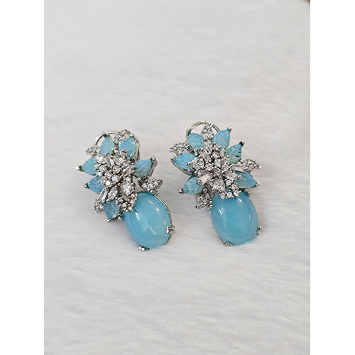 Silver Ad Earrings - Color: Blue
