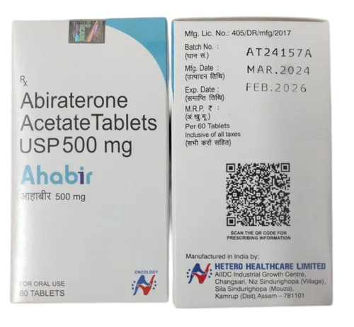 500mg Abiraterone Acetate Tablets - 60 Count, Oral Tablets for Targeted Cancer Therapy, Dosage as Per Healthcare Provider's Advice