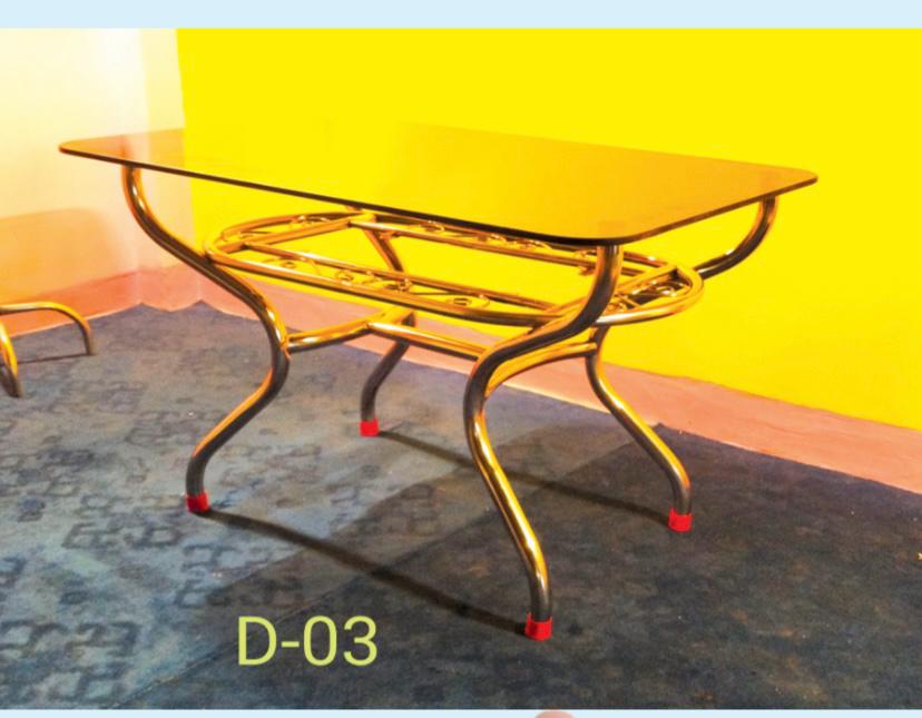 STEEL DINING-3 ONLY FRAME (4 SETTER) - Stainless Steel, 1200x700 mm, Silver/Custom, 1.5x1.5 Inch Pipe, Corrosion Resistant