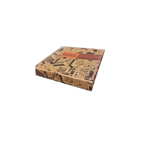 Printed Duplex Corrugated Pizza Box - Color: Brown