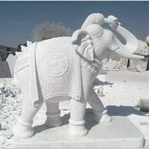 Elephant Marble Statue (4 Feet) - Color: White