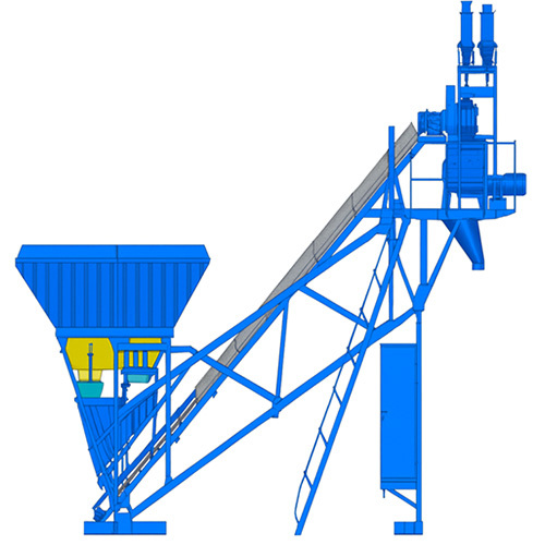 Statinory Concrete Batching-Mixing Plant With Pan-Twin Shaft-Planetary Mixer - Color: Blue