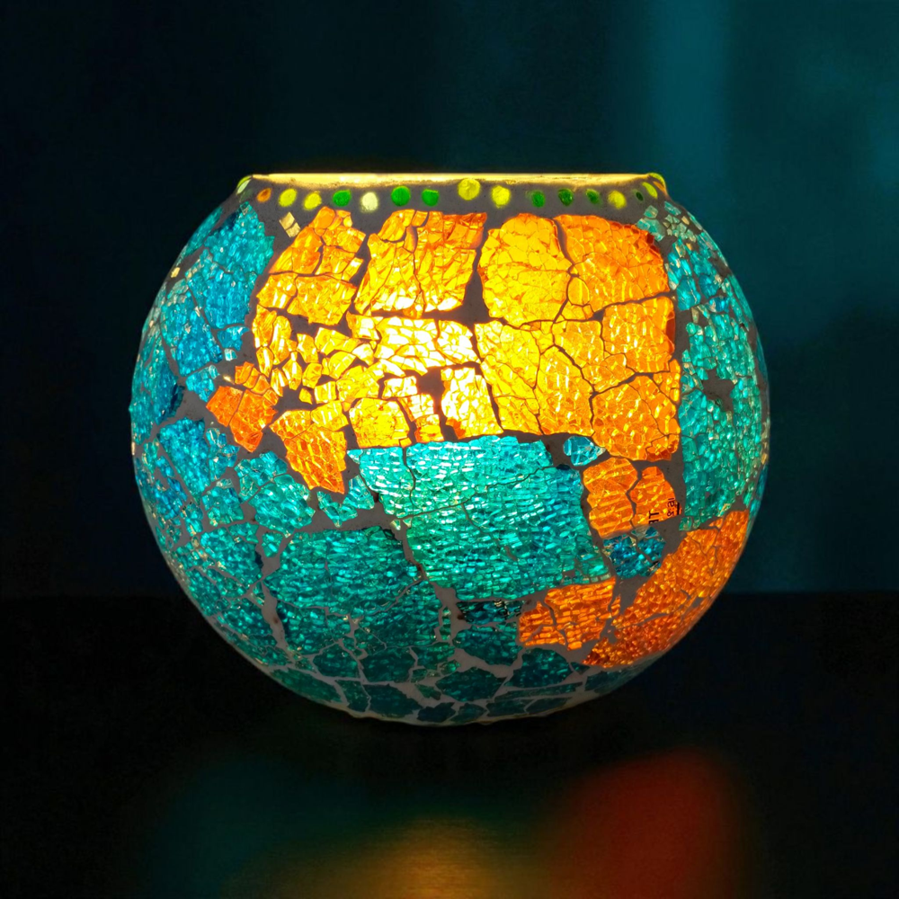 Tuffen Glass Purse Lamp | Purse Shape Tuffen Glass Table Lamp | Glass Table Lamp - Color: Multicolor