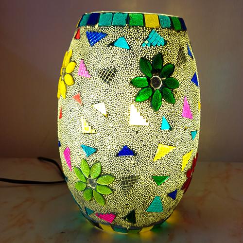 Mosaic Glass Dholak Lamp - Color: Multicolor
