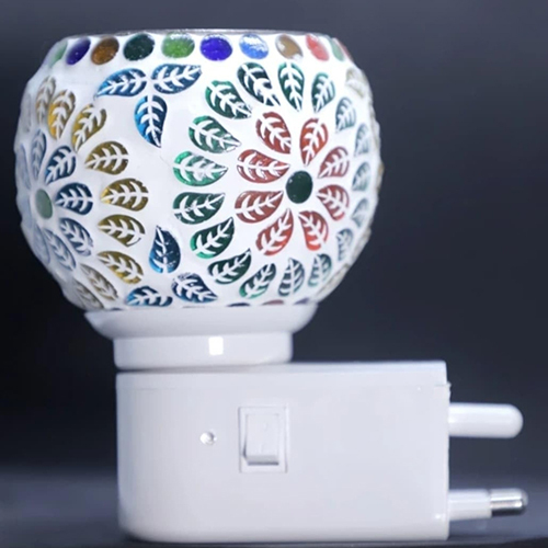 Premium Electric Kapoor Dani / Kapoordani & Aroma Diffuser Electric | Ceramic/glass Camphor Burner, Night Lamp Diffuser For Home, Pooja & Relaxation - Color: Multicolor
