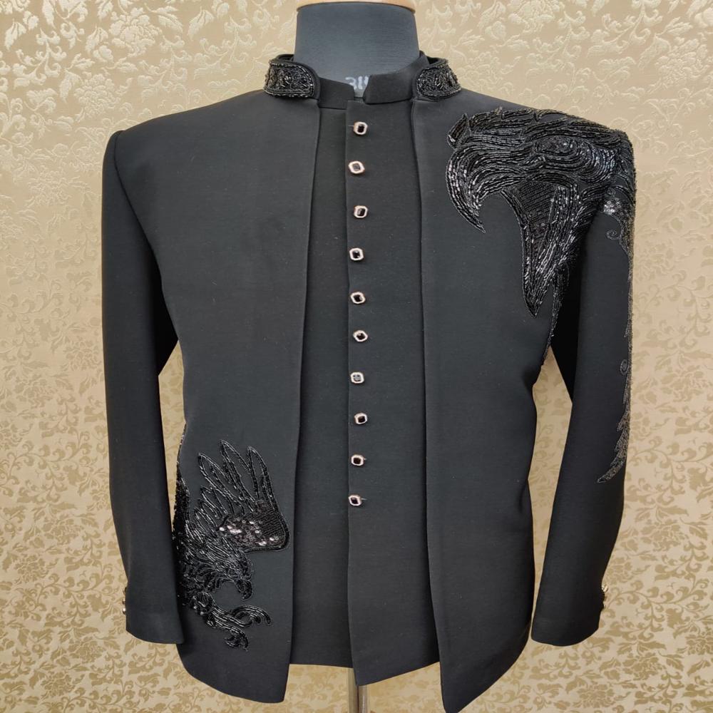 MENS JODHPURI - Silk & Polyester Blend, Regular Fit, Multiple Colors | Mandarin Collar, Full Sleeve Blazer with Matching Trouser