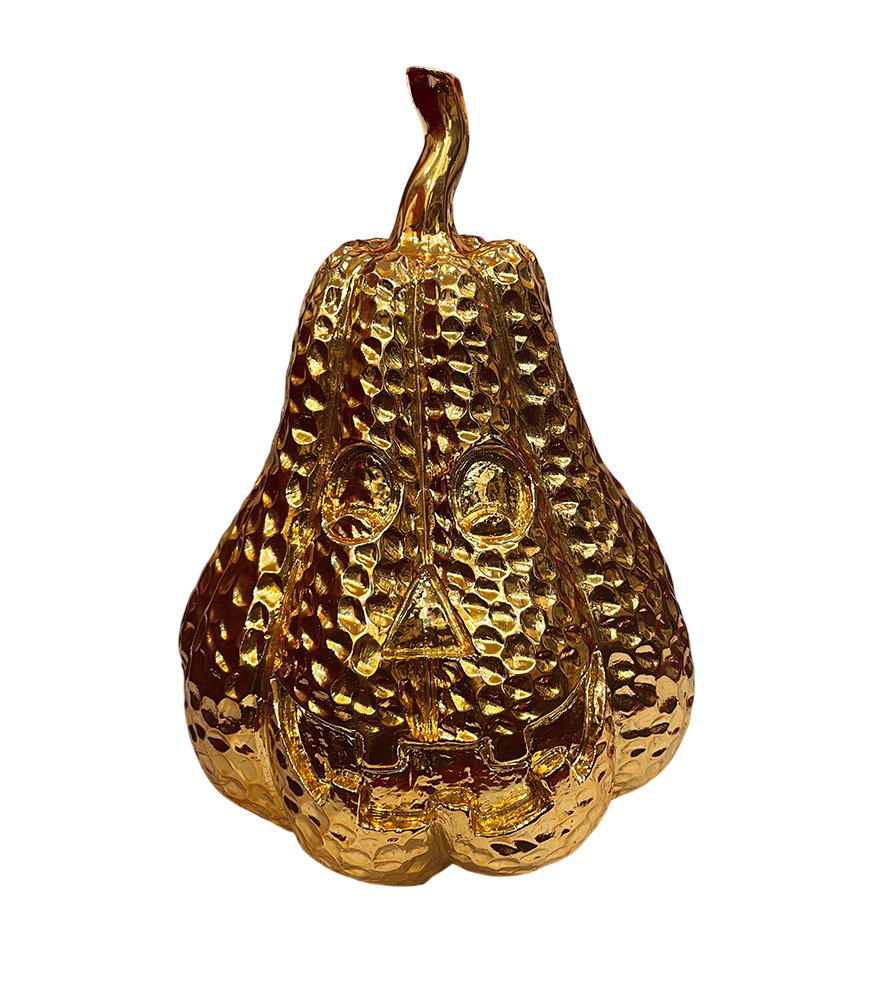 Handcrafted Golden Jack O Lantern