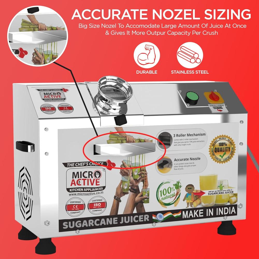 Sugarcane Juice Machine Horizontal Ss-304 1.5hp Motor Mg-2 - Color: Silver