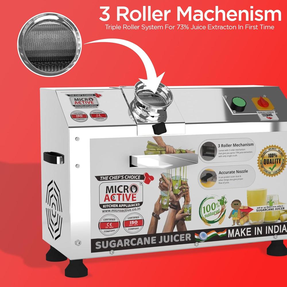 Sugarcane Juice Machine Horizontal Ss-304 1.5hp Motor Mg-2 - Color: Silver