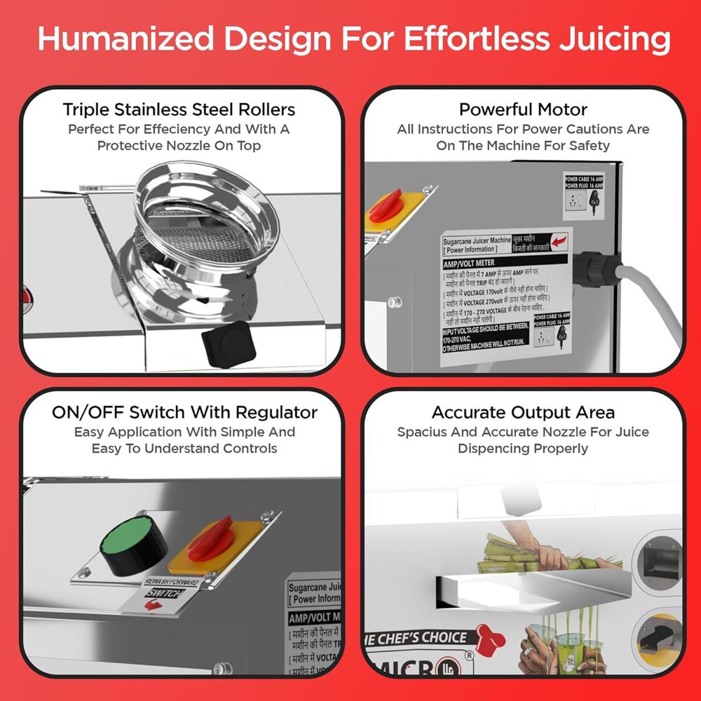 Sugarcane Juice Machine Horizontal Ss-304 1.5hp Motor Mg-2 - Color: Silver