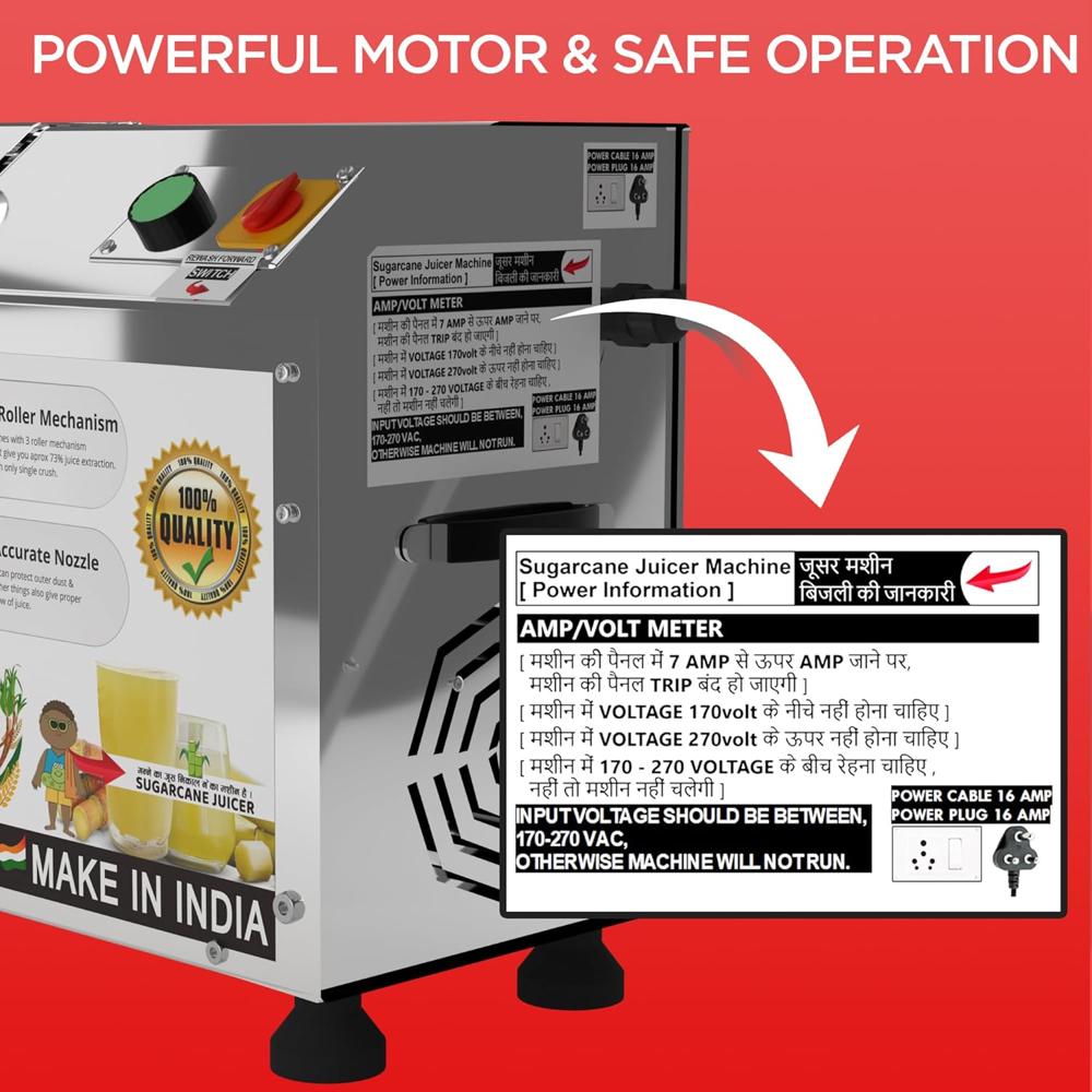 Sugarcane Juice Machine Horizontal Ss-304 1.5hp Motor Mg-2 - Color: Silver