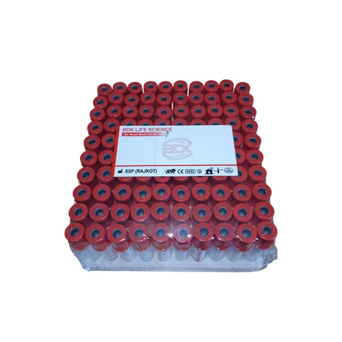 Clot Activator Non Vacuum Double Cap Blood Collection Tube - Color: Red