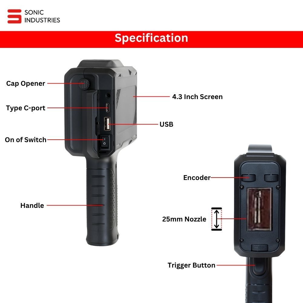 Inbuilt Encorder Printer for Date,logo,text, serial no. &  More