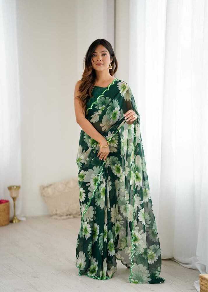 Soft Georgette Silk Saree - Bust Size: 44 Inch (In)