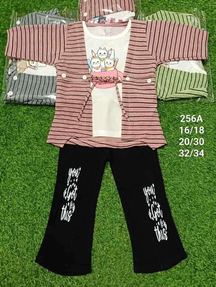 256A Round Neck Top And Pant Set - Color: Multicolor