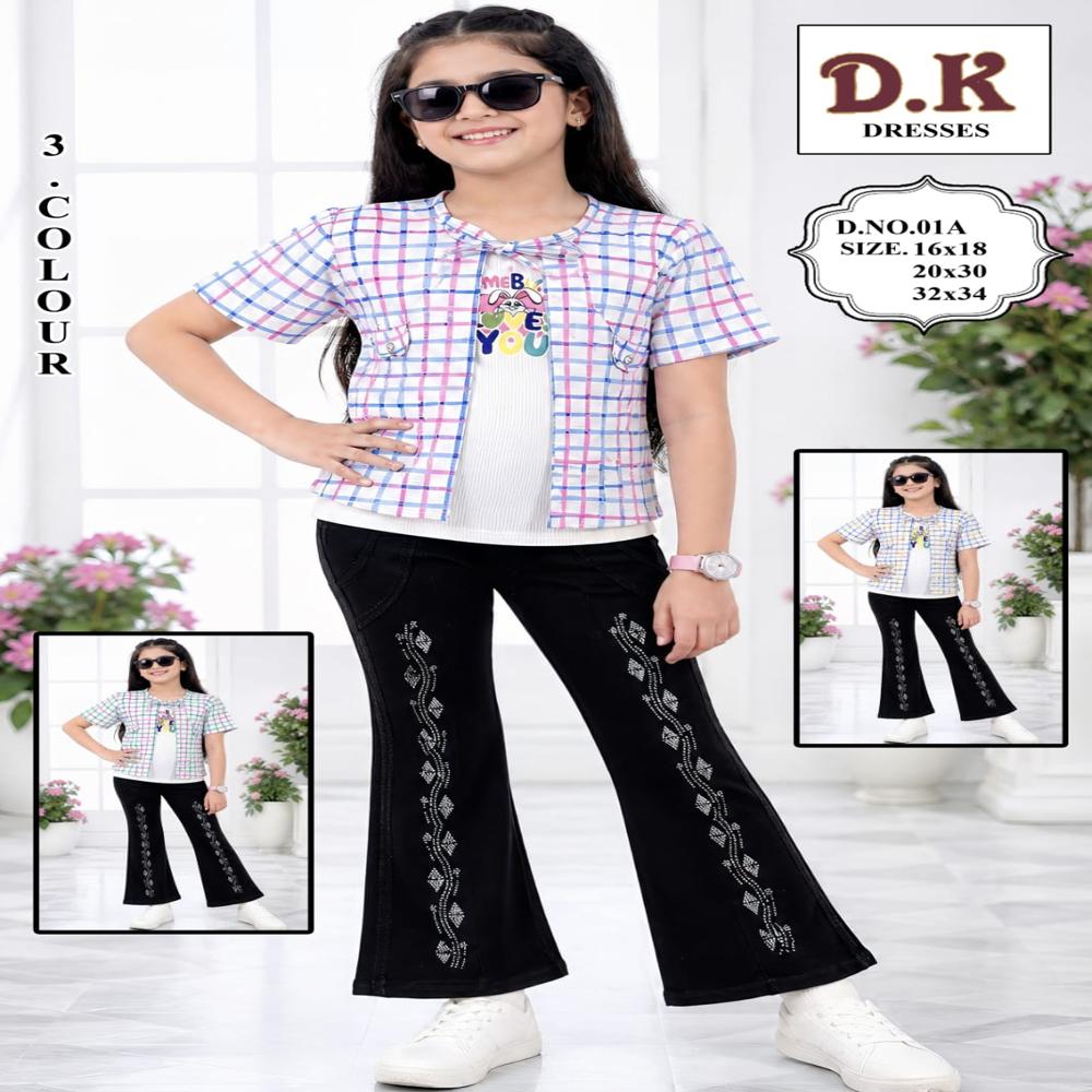 263 Kids Printed Top And Capri Set - Color: Multicolor