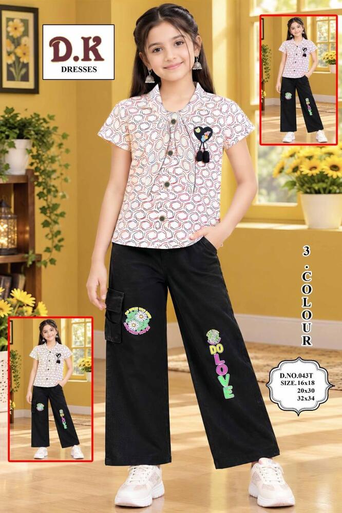 263 Kids Printed Top And Capri Set - Color: Multicolor