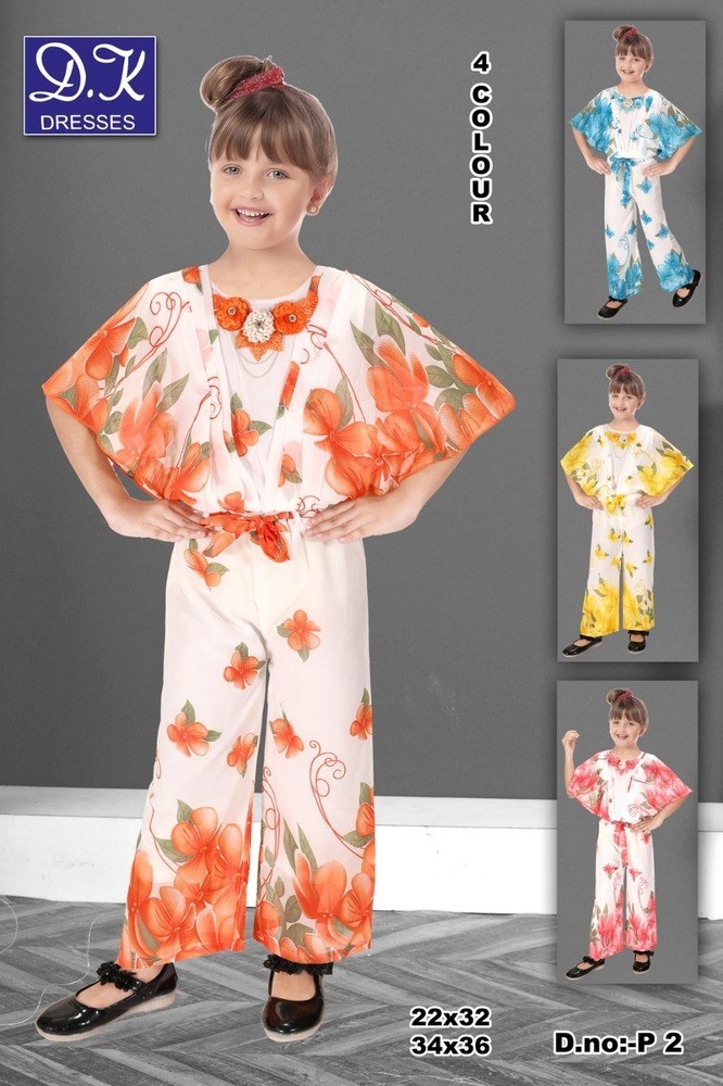 P-2 Floral Printed Top And Capri Set - Age Group: Kids
