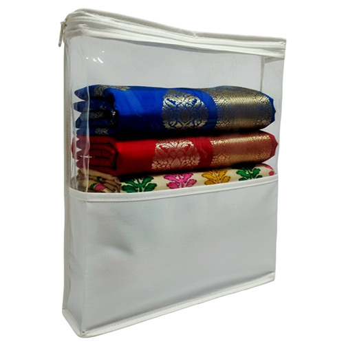 Round Zipper Saree Packing Transparent Bag - Design: Plain