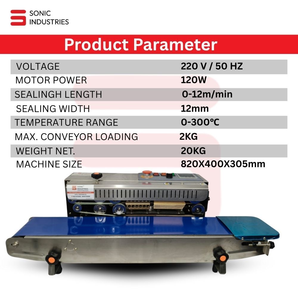 Continuous Band Sealing Machine Horizontal Stainsteel body