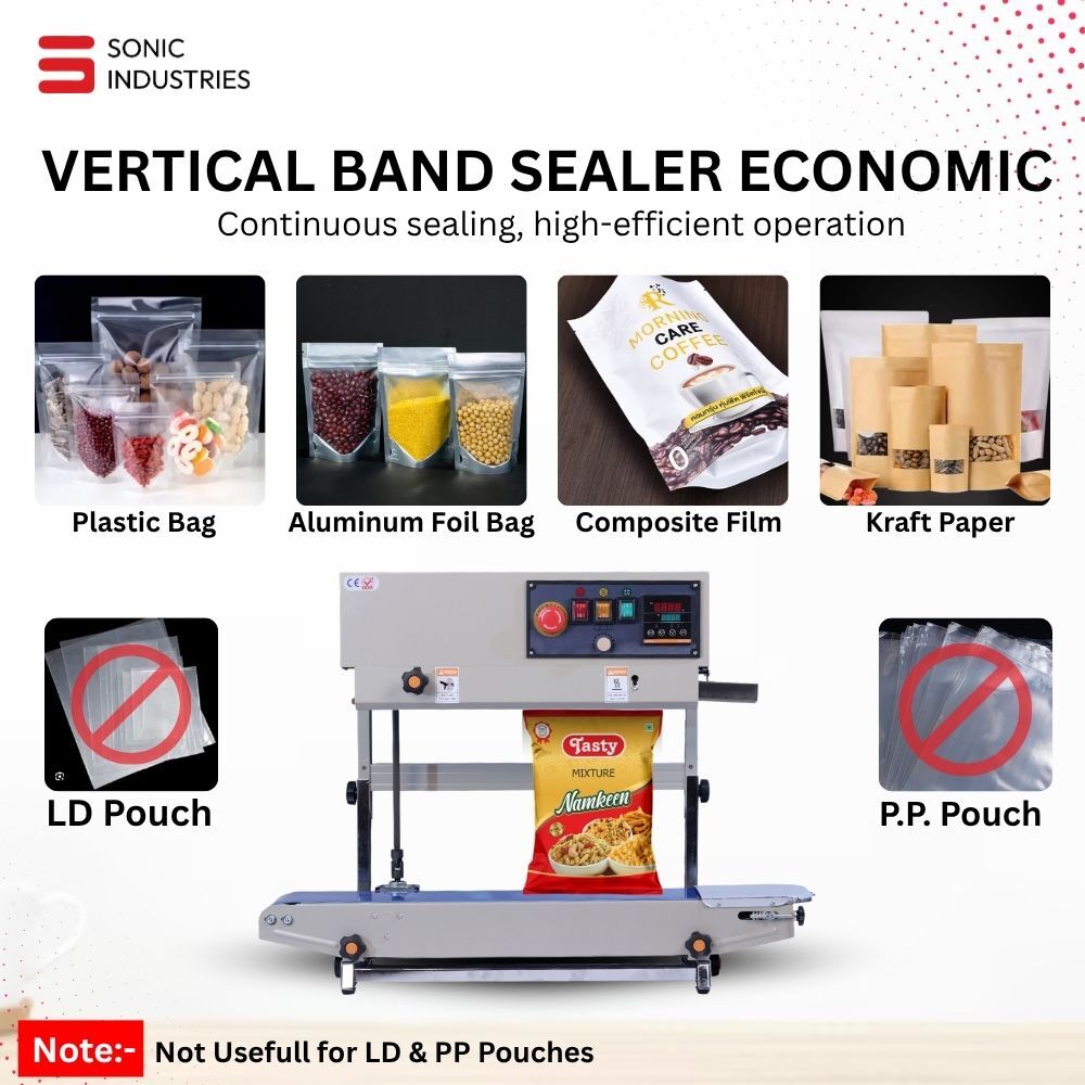 Vertical Continuous Band Sealing Machine for Food Packets Economic