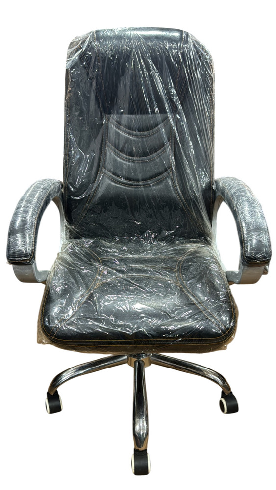 Rexine High Back Revoling Office Chair - Color: Black