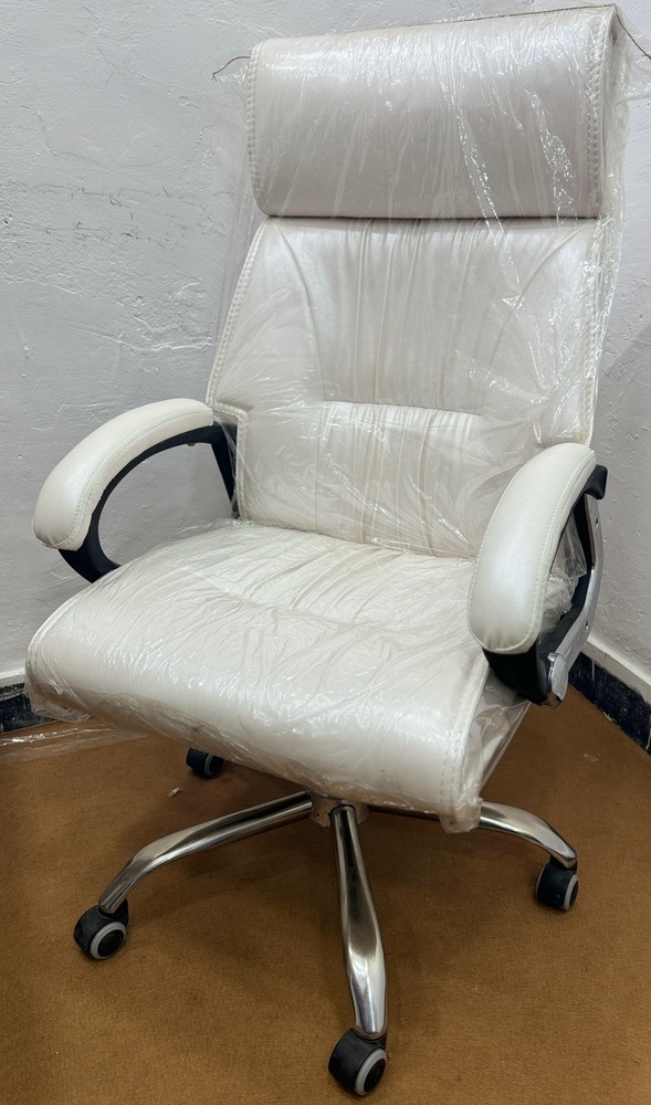 High Back White Revoling Office Chair - Assembly: No Assembly Required