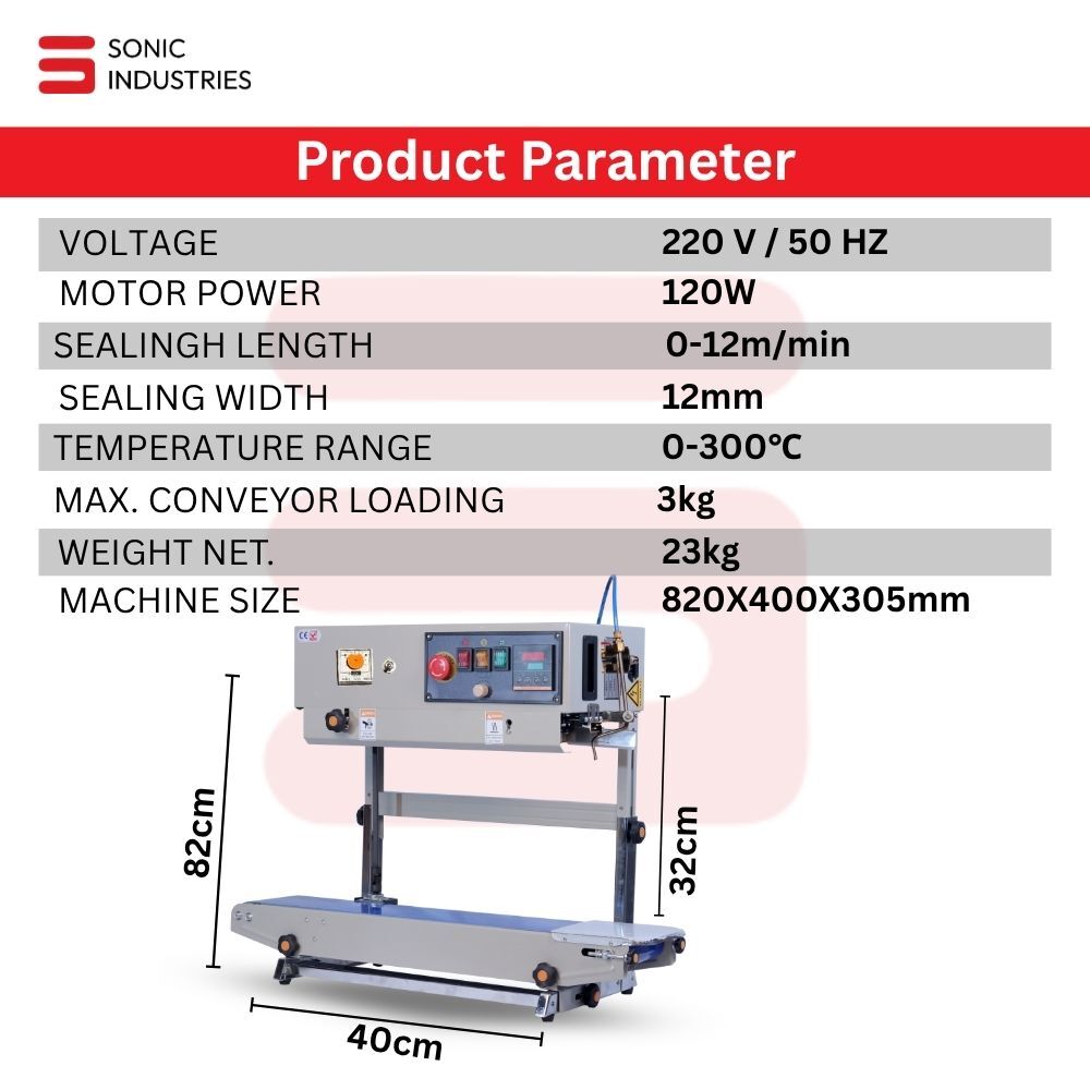Vertical Band Sealer with nitrogen flushing Mild steel body 3kg top model