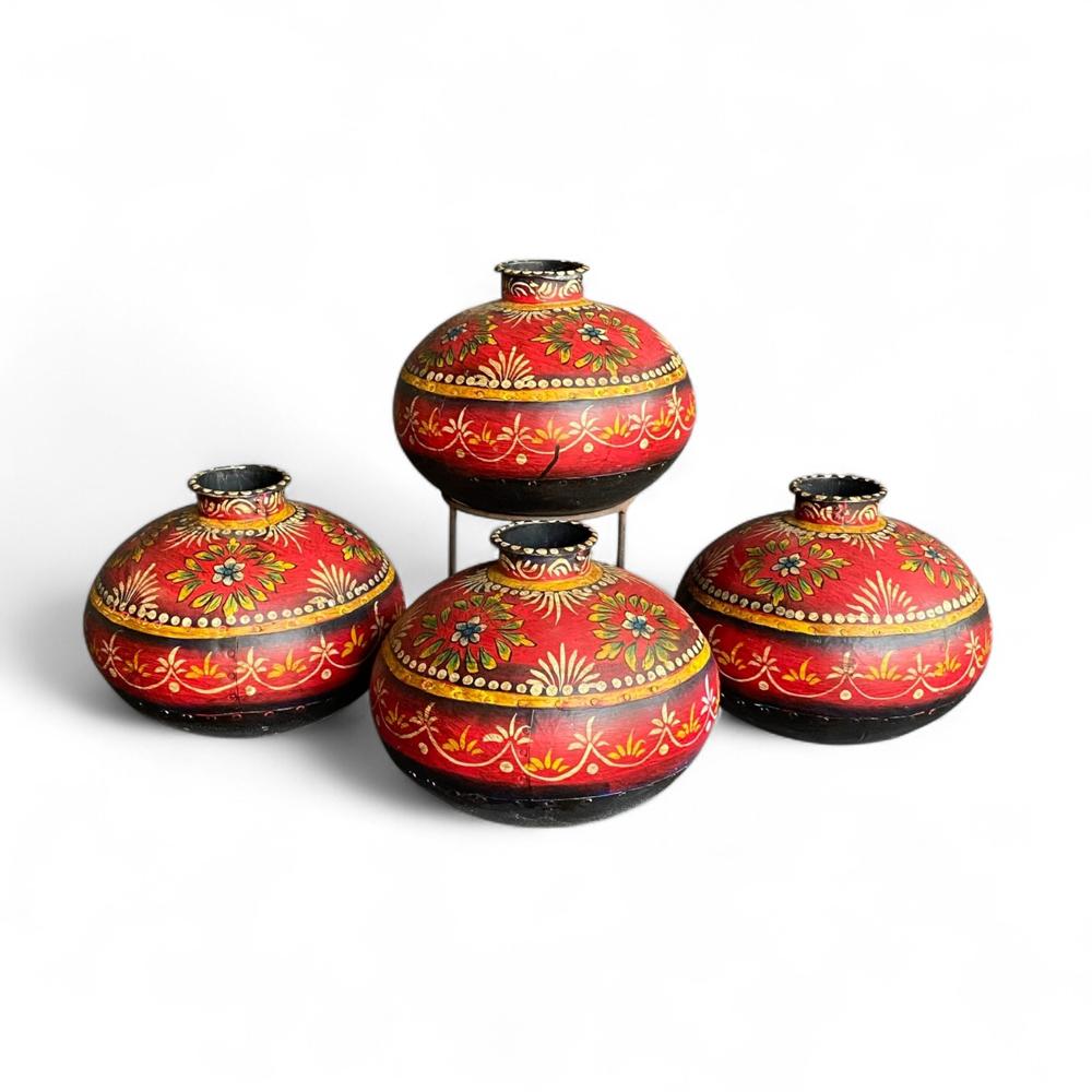 ANTIQUE IRON HANDPAINTED POT