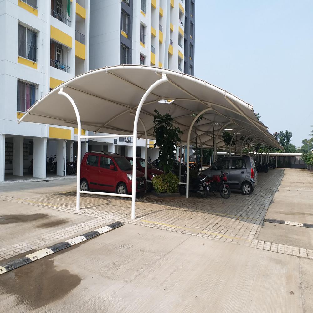 Pvc Coated Car Parking Canopy - Color: White