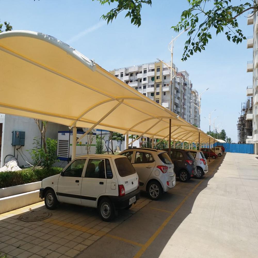 Pvc Coated Car Parking Canopy - Color: White