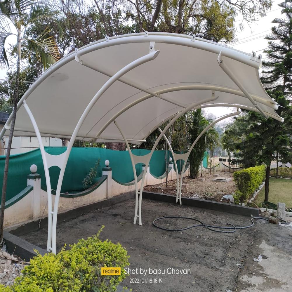 Pvc Coated Car Parking Canopy - Color: White