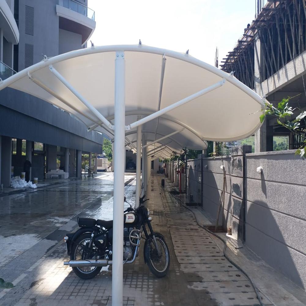 Pvc Coated Car Parking Canopy - Color: White