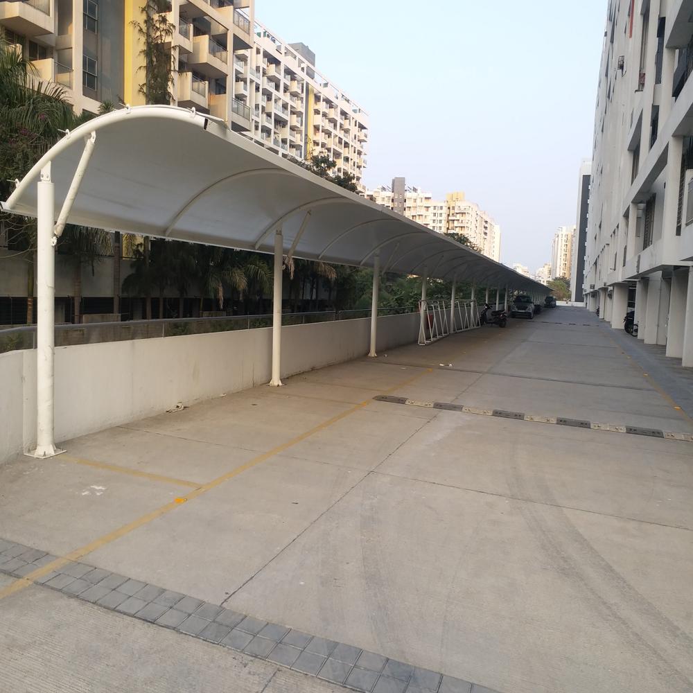 Pvc Coated Car Parking Canopy - Color: White