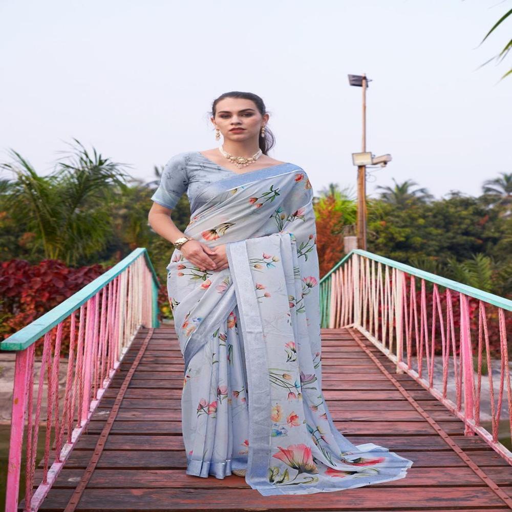 Pure Viscose Satin Border Saree - Color: As Per Images