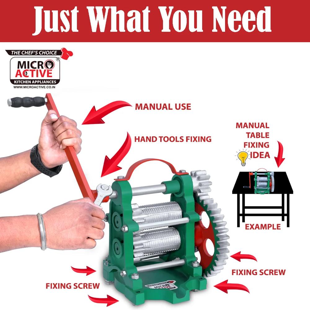 Manual Small Sugarcane Machine Brass Roller - Color: Green And Orange