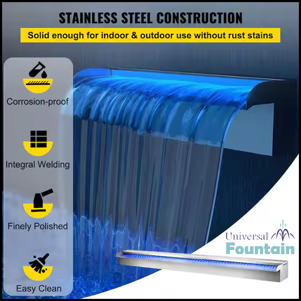 Sheet Waterfall Spillway Blade Nozzle - Color: Steel