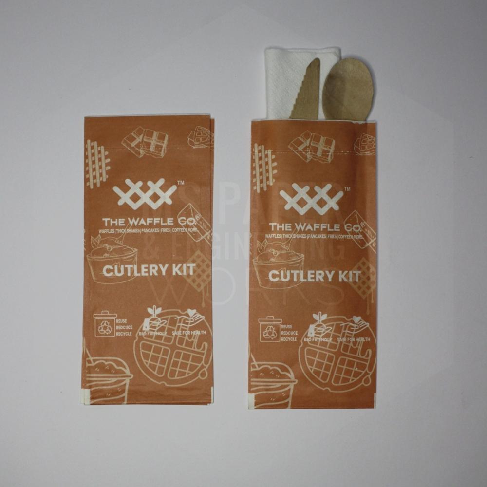 Paper Pouch For Cutlery - Color: White