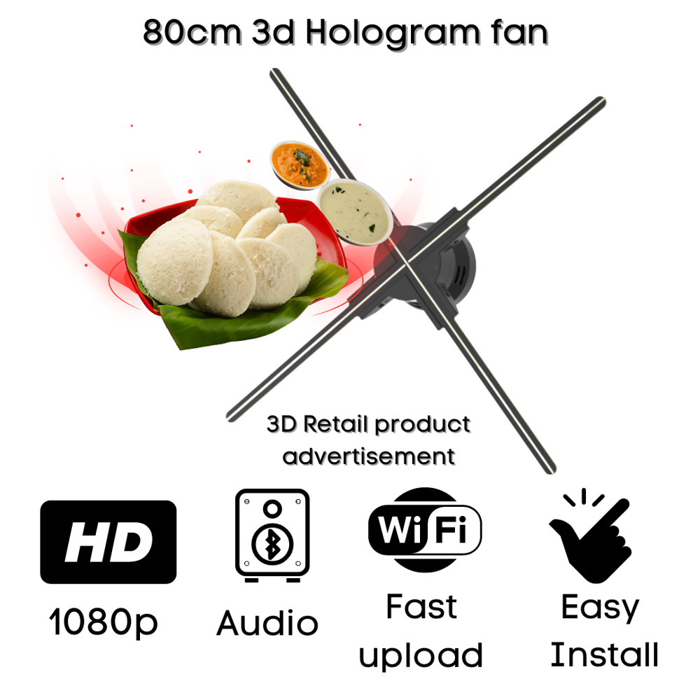 100cm 3D Hologram Fan Display 4 Blade Large Event Hologram Projector