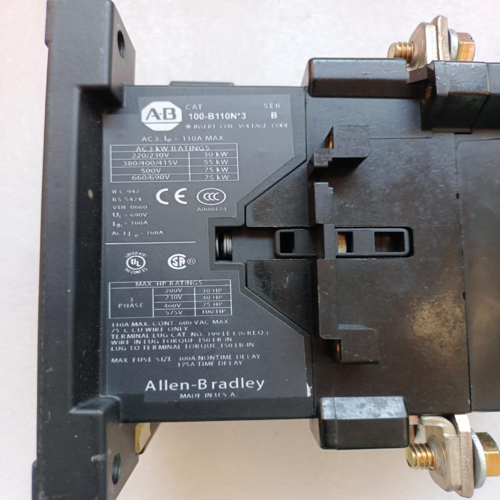 Allen-Bradley B110 Contactor Power Contactor 110 Amp 11 Ovac Cat 100-B110 N*3