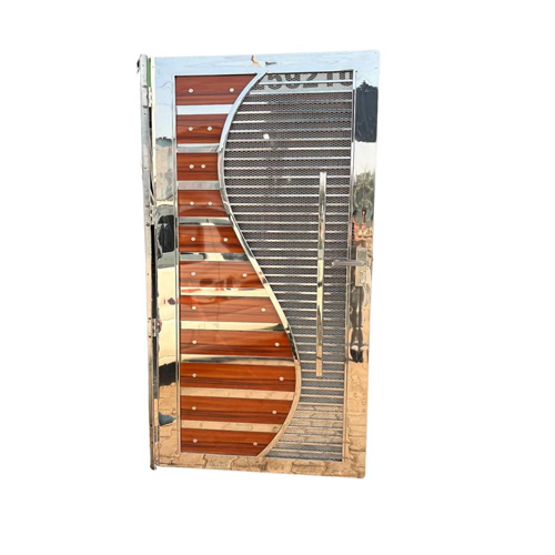 Steel Door With Hpl Sheet Design - Color: Silver And Brown