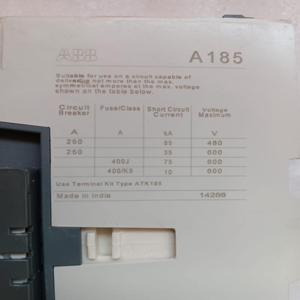 Abb A185-30 Contactor Abb 185amp Power Contactor Coil Voltage 220vac