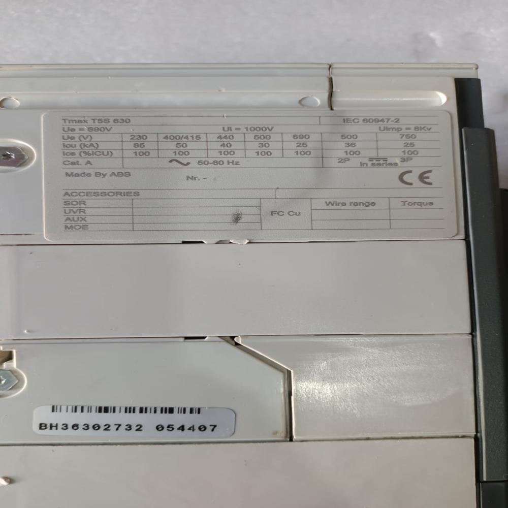 Abb T5s 630a Mccb Circuit Breaker 50ka At 400 415v Model Sace Tmax T5s 3pole - Frequency: 50/60 Hertz (Hz)
